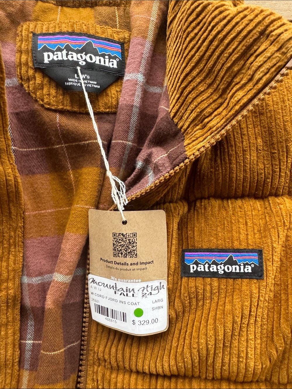❄️NWT Women’s Patagonia Corduroy Fjord Puffer Jacket - Flannel Lined ❄️ - Picture 6 of 8